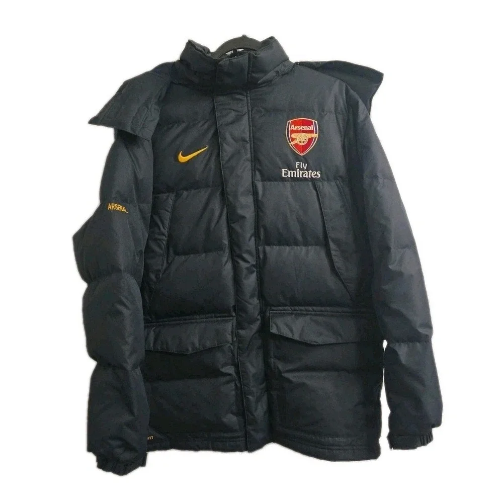 Nike Fit Arsenal Nylon Down Dark Grey Jacket Size M Football Soccer FLY EMIRATES
